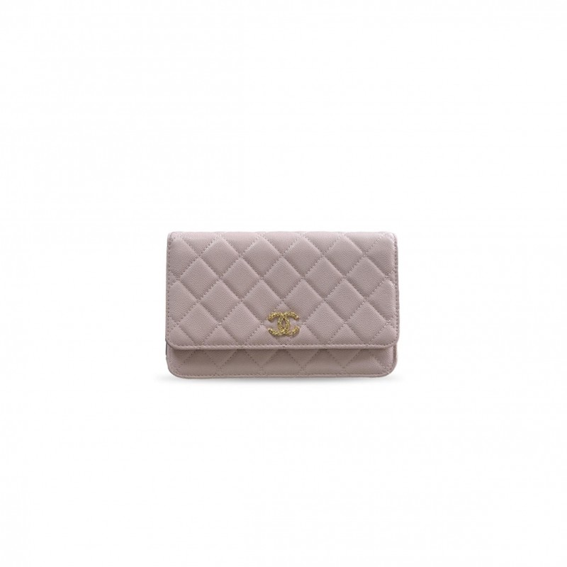 CHANEL WALLET ON CHAIN IN SHINY GRAINED CALFSKIN STRASS AND GOLD TONE METAL (19*12*3cm) 