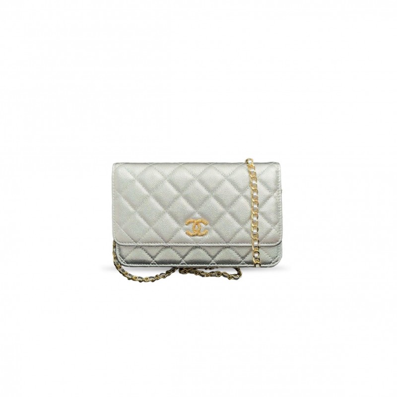 CHANEL WALLET ON CHAIN IN SHINY GRAINED CALFSKIN STRASS AND GOLD TONE METAL (19*12*3cm)