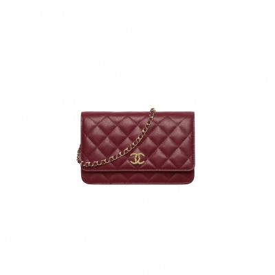 CHANEL WALLET ON CHAIN IN SHINY GRAINED CALFSKIN STRASS AND GOLD TONE METAL (19*12*3cm) 