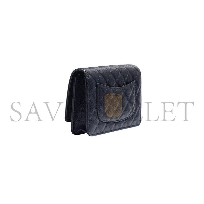 CHANEL WALLET ON CHAIN IN SHINY GRAINED CALFSKIN STRASS AND GOLD TONE METAL (19*12*3cm) 