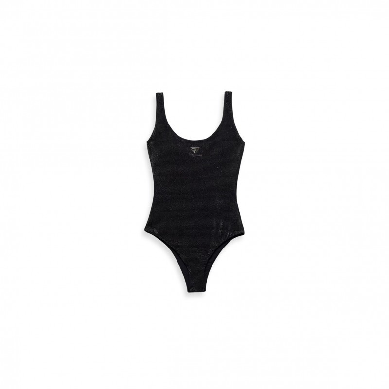 PRADA JERSEY ONE-PIECE SWIMSUIT WITH RHINESTONES 70196R