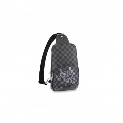 LOUIS VUITTON AVENUE SLING BAG DAMIER GRAPHITE INTERLINKED LOGO GRIS (31*20*10cm)