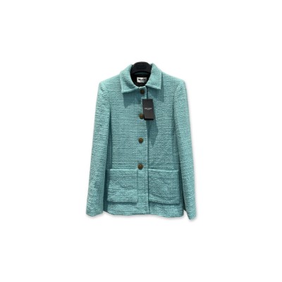 YSL TURQUOISE TWEED FITTED COAT YSL TURQUOISE TWEED FITTED COAT