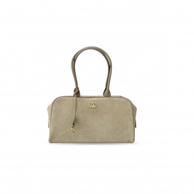 CHANEL MASTER LARGE PERFECT BOWLING BAG DARK BEIGE SUEDE GOLD HARDWARE AS62110 (35.5*19*12.5cm) CHANEL MASTER LARGE PERFECT BOWLING BAG DARK BEIGE SUEDE GOLD HARDWARE AS62110 (35.5*19*12.5cm)