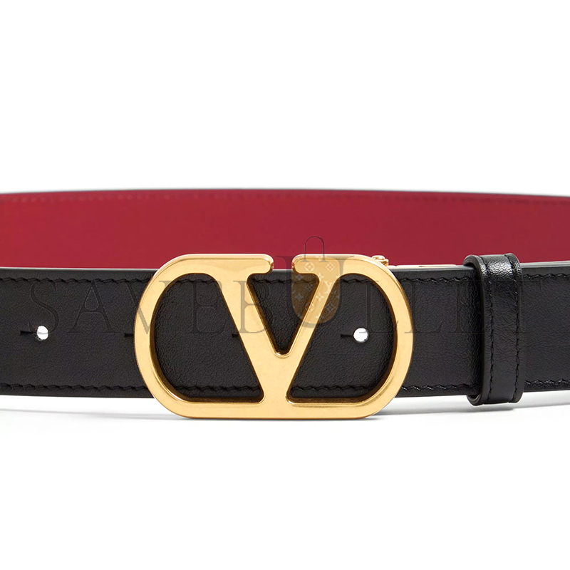 VALENTINO BELT VLOGO SIGNATURE REVERSIBLE SHINY CALFSKIN - 30MM 7W2T0SQ3IYR_43K