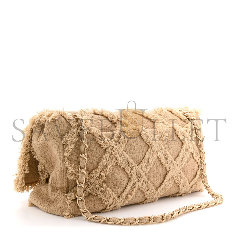 CHANEL TWEED NATURE FLAP DARK BEIGE (38*20*11cm) 