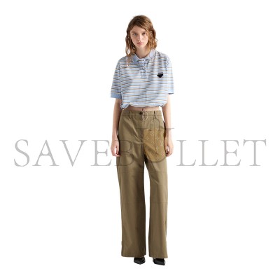 PRADA CROPPED STRIPED PIQUÉ POLO SHIRT 39609 PRADA CROPPED STRIPED PIQUÉ POLO SHIRT 39609