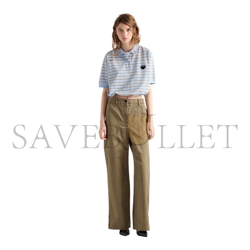 PRADA CROPPED STRIPED PIQUÉ POLO SHIRT 39609
