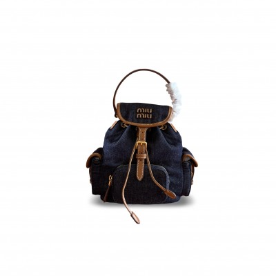 MIU MIU CANVAS AND LEATHER BACKPACK 5BZ043 (29.5*25*12.5cm)