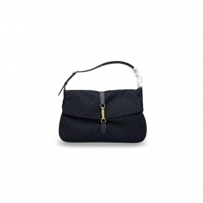 GUCCI JACKIE BLACK CANVAS SHOULDER BAG (40*29*5cm)