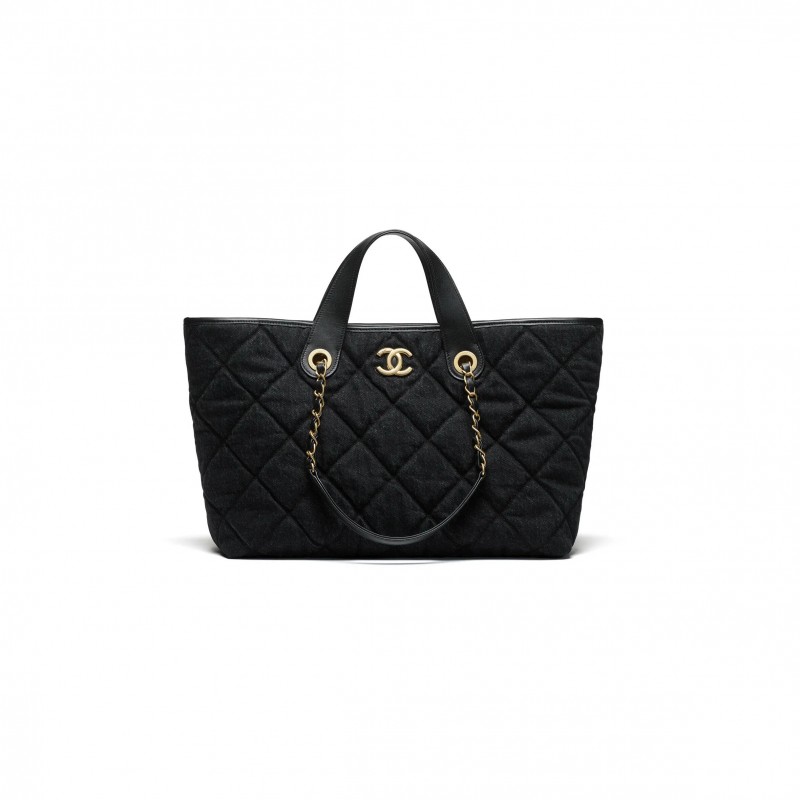 CHANEL MASTER SHOPPING BAG WASHED DENIM GOLD-TONE METAL (44*26*13cm) 