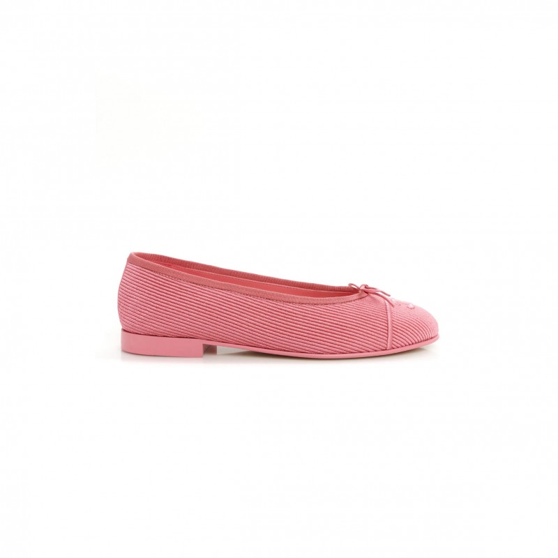 CHANEL EMBROIDERED FABRIC CAP TOE CC BALLERINA FLATS 