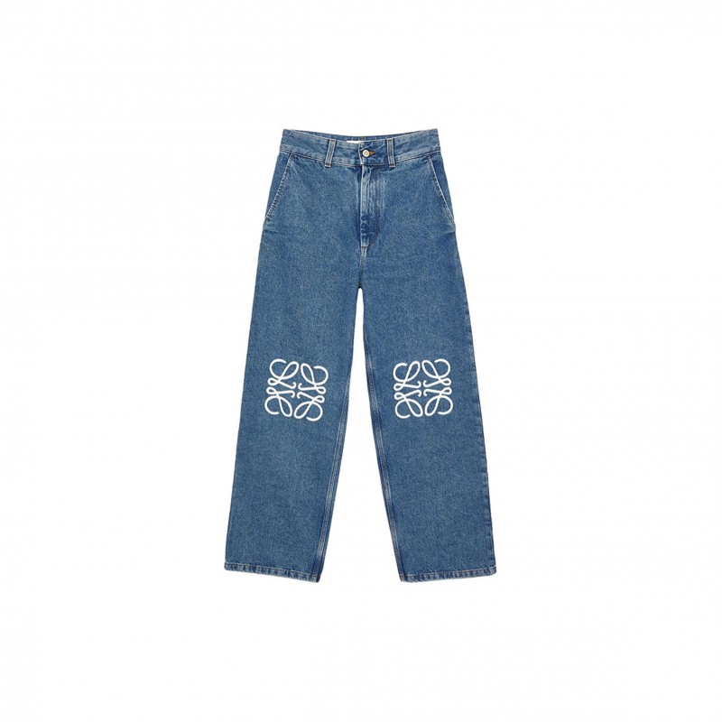 LOEWE ANAGRAM BAGGY JEANS MID BLUE 