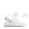 JIMMY CHOO DIAMOND SLING WHITE NAPPA LEATHER SLIPPER TRAINERS WITH CRYSTAL STRAP 