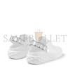 JIMMY CHOO DIAMOND SLING WHITE NAPPA LEATHER SLIPPER TRAINERS WITH CRYSTAL STRAP 