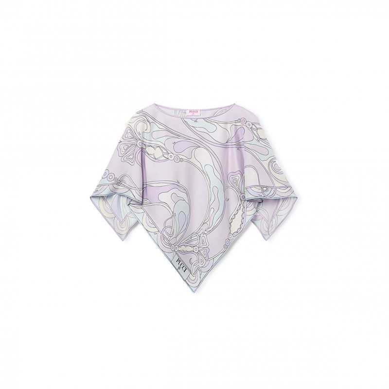 PUCCI ORCHIDEE PRINT SILK CAPE BLOUSE 5URM975U894044 PUCCI ORCHIDEE PRINT SILK CAPE BLOUSE 5URM975U894044