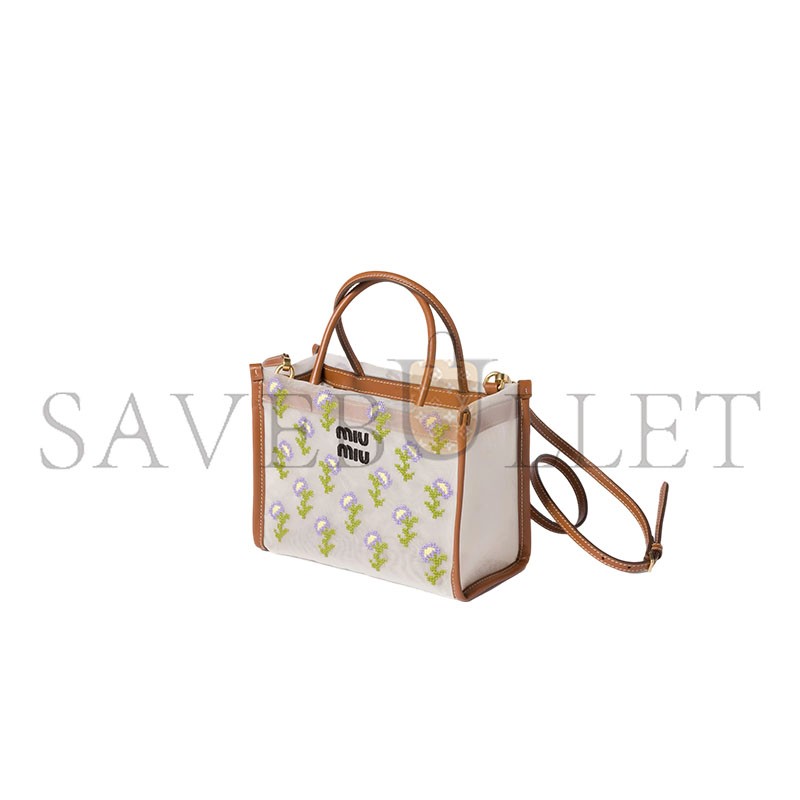 MIU MIU EMBROIDERED MESH TOP-HANDLE BAG 5BA310 (19.5*14x9cm) MIU MIU EMBROIDERED MESH TOP-HANDLE BAG 5BA310 (19.5*14x9cm)