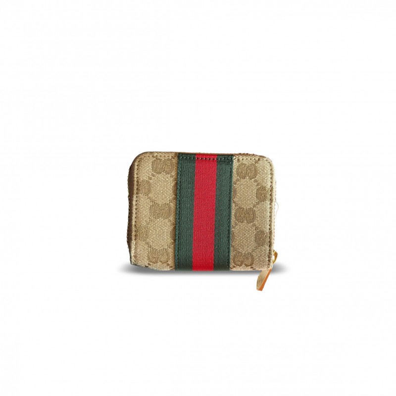 GUCCI WEB TRADEMARK ZIP AROUND WALLET 867349 (10*8.5*2.5cm)