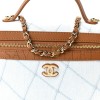 CHANEL WASHED DENIM CALFSKIN QUILTED TOP HANDLE SLIM VANITY CASE WITH CHAIN BLUE BROWN AP5164 (19.5*17*5cm)