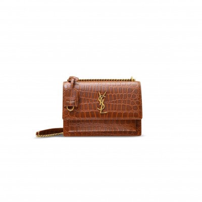YSL SUNSET MEDIUM IN CROCODILE-EMBOSSED LEATHER 442906 (22*16*6.5cm) YSL SUNSET MEDIUM IN CROCODILE-EMBOSSED LEATHER 442906 (22*16*6.5cm)