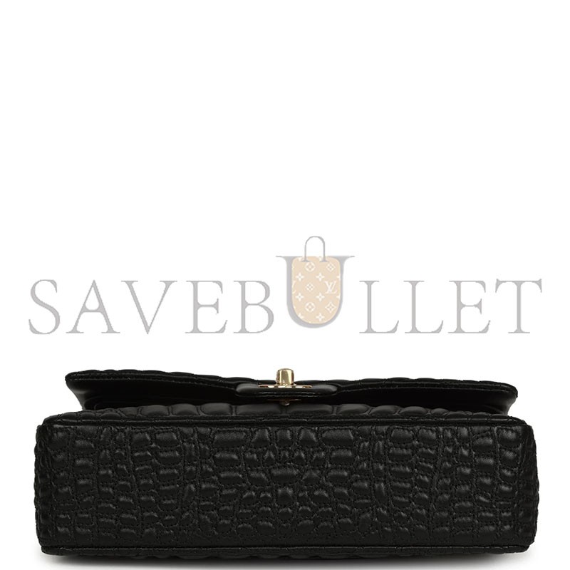CHANEL MEDIUM CLASSIC CROC-EMBOSSED DOUBLE FLAP BAG (25.5*15.5*6.5cm)