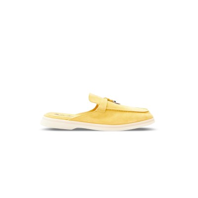 LORO PIANA YELLOW SUEDE MULES LORO PIANA YELLOW SUEDE MULES