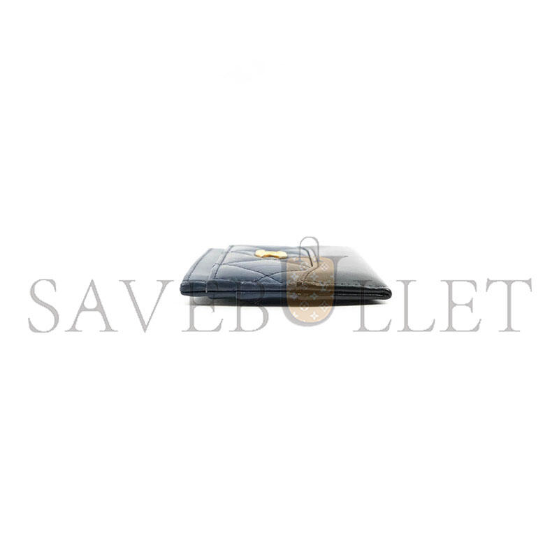CHANEL GABRIELLE FLAT CARD HOLDER NAVY BLACK CALFSKIN GOLD HARDWARE (11*8cm) 