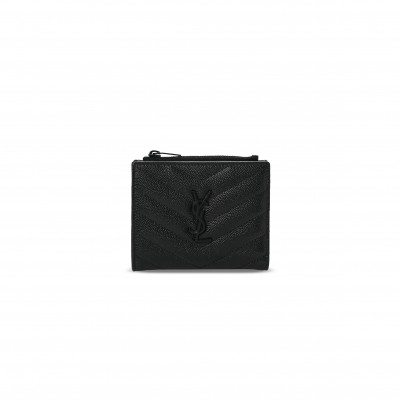 YSL CASSANDRE MATELASSÉ BI-FOLD WALLET IN GRAIN DE POUDRE LEATHER 575879 (10.5*8.5*2.5cm)