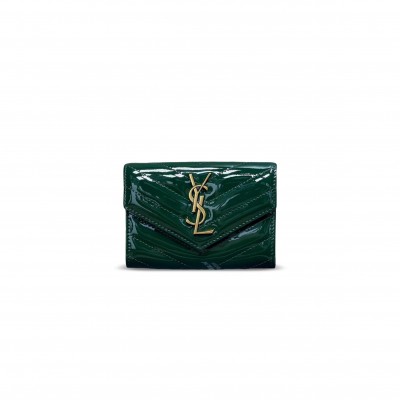YSL CASSANDRE MATELASSÉ SMALL ENVELOPE WALLET IN PATENT LEATHER 414404 (13.5*9.5*3cm)