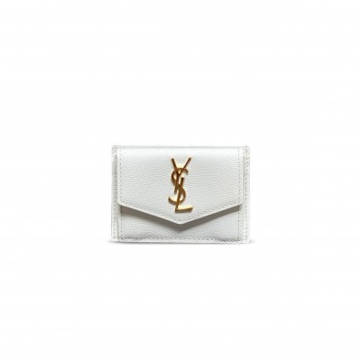 YSL UPTOWN FLAP CARD CASE IN GRAIN DE POUDRE LEATHER 582305 (10.5*7*1.5cm)