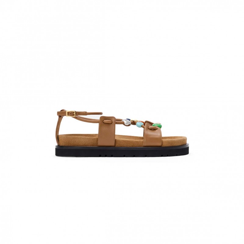 LOEWE PEBBLE BEADS FUSSBETT SANDAL IN NAPPA LAMBSKIN LLPB465X05-3150