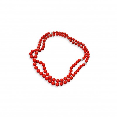 CHANEL RED BEAD NECKLACE 