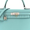 HERMES KELLY 28 SELLIER EPSOM BLEU ATOLL PALLADIUM HARDWARE (28*22*10cm)
