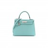 HERMES KELLY 28 SELLIER EPSOM BLEU ATOLL PALLADIUM HARDWARE (28*22*10cm)