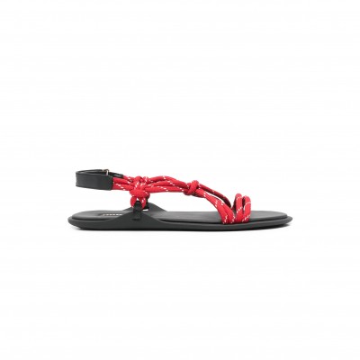 MIU MIU RIVIERE CORD AND LEATHER SANDALS 5X420E