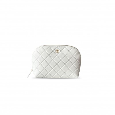 CHANEL CAVIAR QUILTED MEDIUM CURVY POUCH COSMETIC CASE (19*13*10cm) 