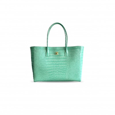 CHANEL LARGE CERF SHOPPING BAG CROCODILE EMBOSSED CALFSKIN GOLD HARDWARE AS6244 (47*31*15cm)