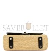 CHANEL MASTER SMALL FLAP BAG BEIGE BRAIDED RAFFIA AND BLACK LAMBSKIN LIGHT GOLD HARDWARE AS6017 (23*16*8cm)