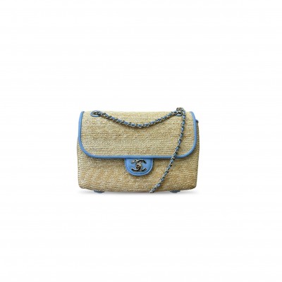 CHANEL RAFFIA LAMBSKIN SMALL FLAP BAG AS6017 (23*16*8cm) CHANEL RAFFIA LAMBSKIN SMALL FLAP BAG AS6017 (23*16*8cm)