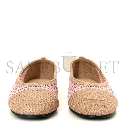 CHANEL RAFFIA CAP TOE BALLERINA FLATS CHANEL RAFFIA CAP TOE BALLERINA FLATS