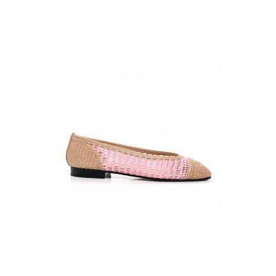 CHANEL RAFFIA CAP TOE BALLERINA FLATS