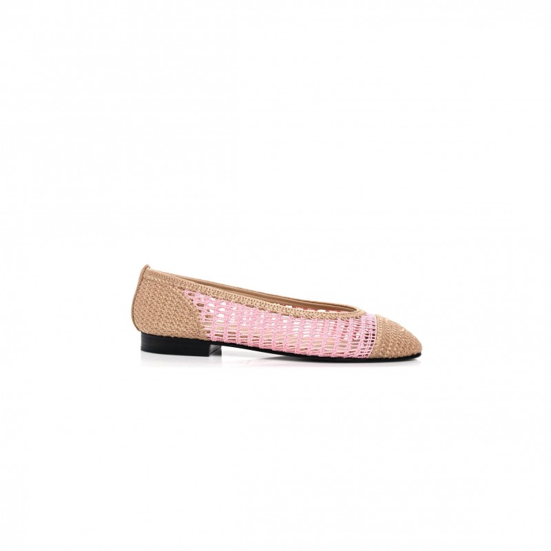 CHANEL RAFFIA CAP TOE BALLERINA FLATS