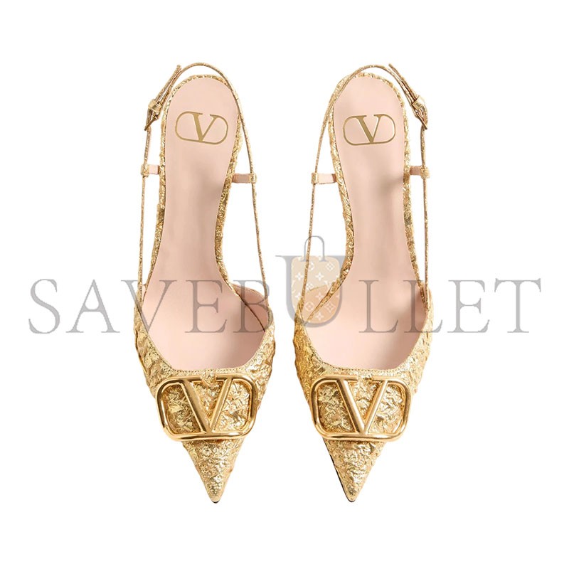 VALENTINO VLOGO SIGNATURE SLINGBACK PUMPS IN CLOQUÉ JACQUARD FABRIC 80MM WS0R01MRE_L01