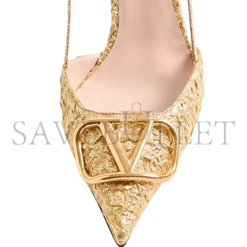 VALENTINO VLOGO SIGNATURE SLINGBACK PUMPS IN CLOQUÉ JACQUARD FABRIC 80MM WS0R01MRE_L01