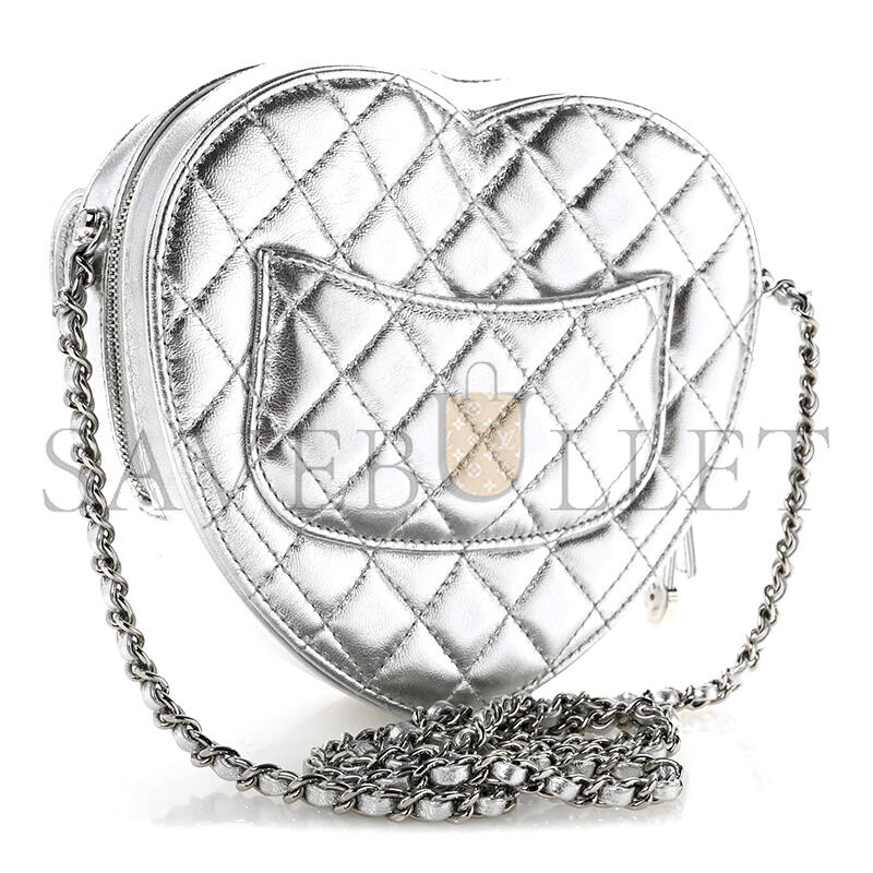 CHANEL HEART BAG IN METALLIC LAMBSKIN QUILTED AS5764 (19*18*5cm)