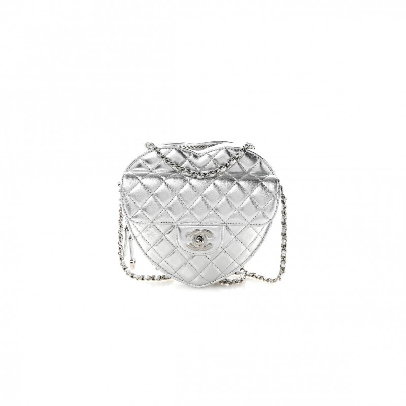 CHANEL HEART BAG IN METALLIC LAMBSKIN QUILTED AS5764 (19*18*5cm)