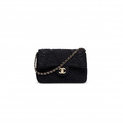 CHANEL MINI FLAP BAG CROCHET-EFFECT WEAVING AS6076 (20*14*6cm) CHANEL MINI FLAP BAG CROCHET-EFFECT WEAVING AS6076 (20*14*6cm)