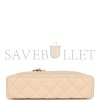 CHANEL TOP HANDLE LONG VANITY CASE WITH CHAIN LIGHT BEIGE SHINY CAVIAR LIGHT GOLD HARDWARE AP4385 (19*14*5cm)