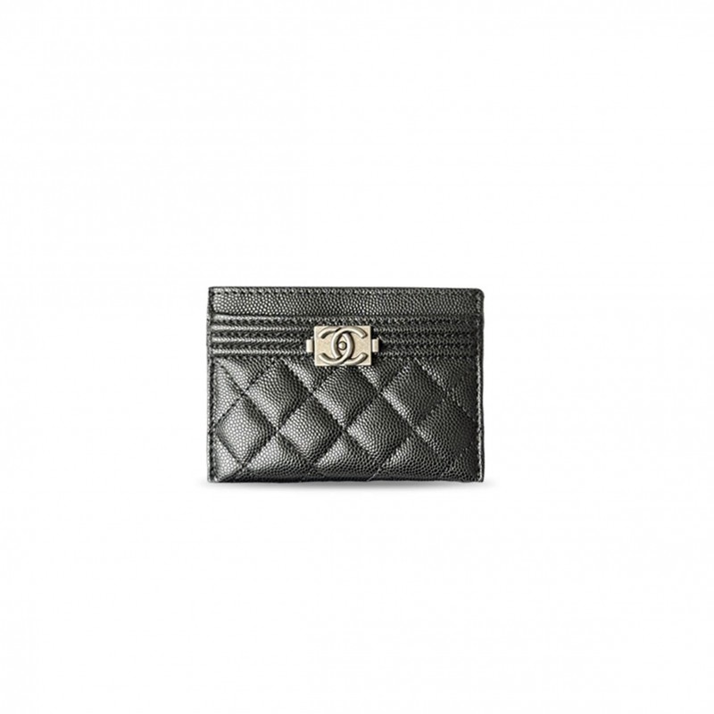 CHANEL QUILTED GRAINED CALFSKIN LEATHER BOY CARD HOLDER A84431 (11*7.5*1cm) 