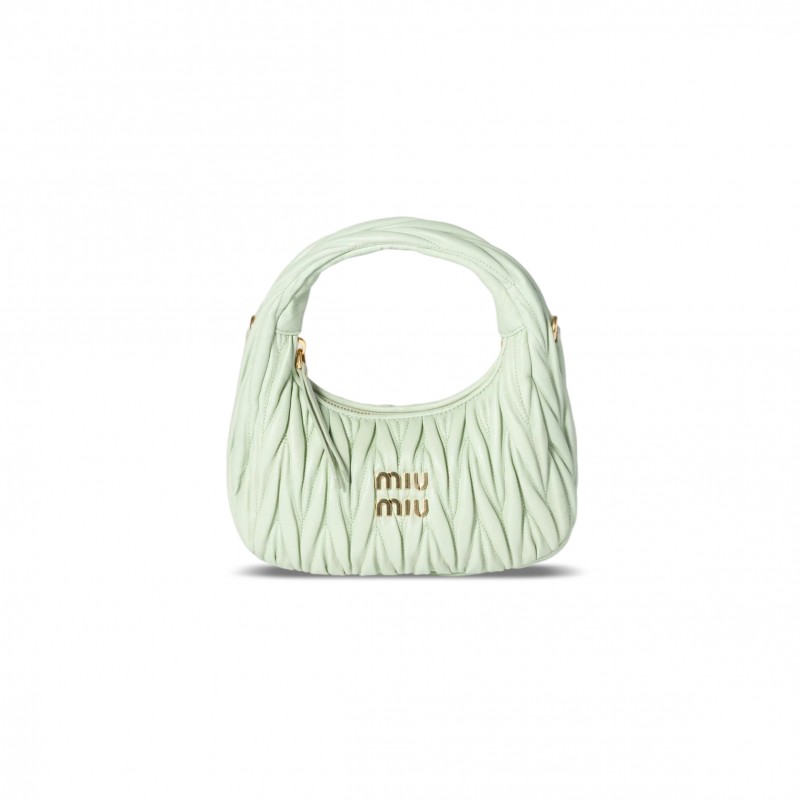 MIU MIU WANDER MATELASSÉ NAPPA LEATHER HALF-MOON HANDBAG 5BC125 (23*13*7cm) MIU MIU WANDER MATELASSÉ NAPPA LEATHER HALF-MOON HANDBAG 5BC125 (23*13*7cm)